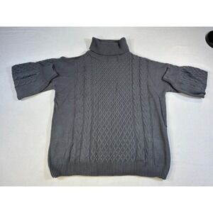 SPLA Gray Cable Knit Turtleneck Sweater Size Medium Heavyweight Pullover